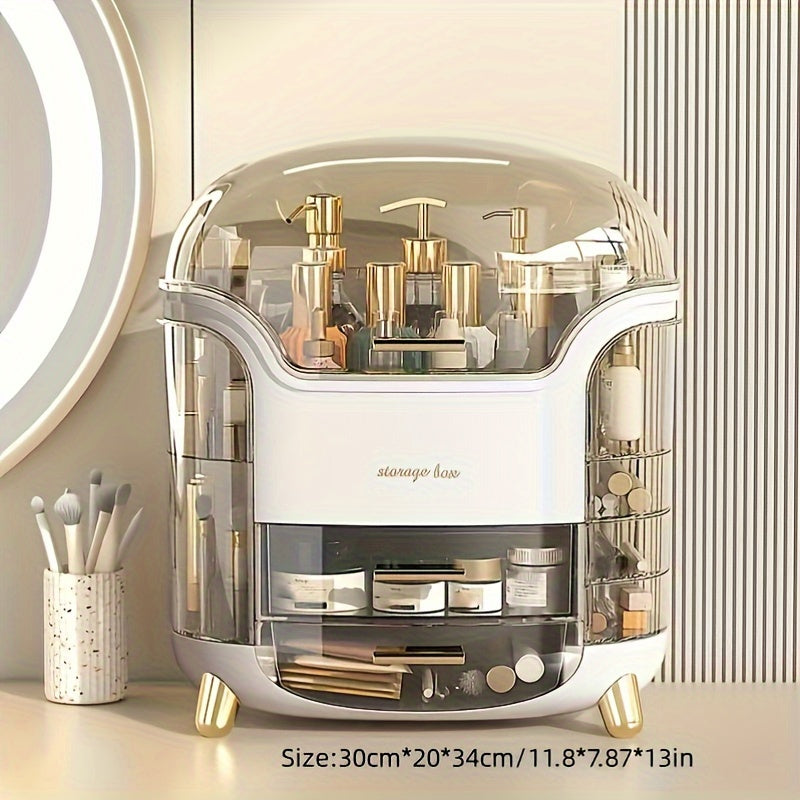 Acrylic Cosmetic Organizer, Multi-Functional Dust-Proof Skincare Jewelry Storage Box, Large Capacity Clear Makeup Display Case, Space-Saving Home Organizer for Bathroom, Office, and Dorm Essentials