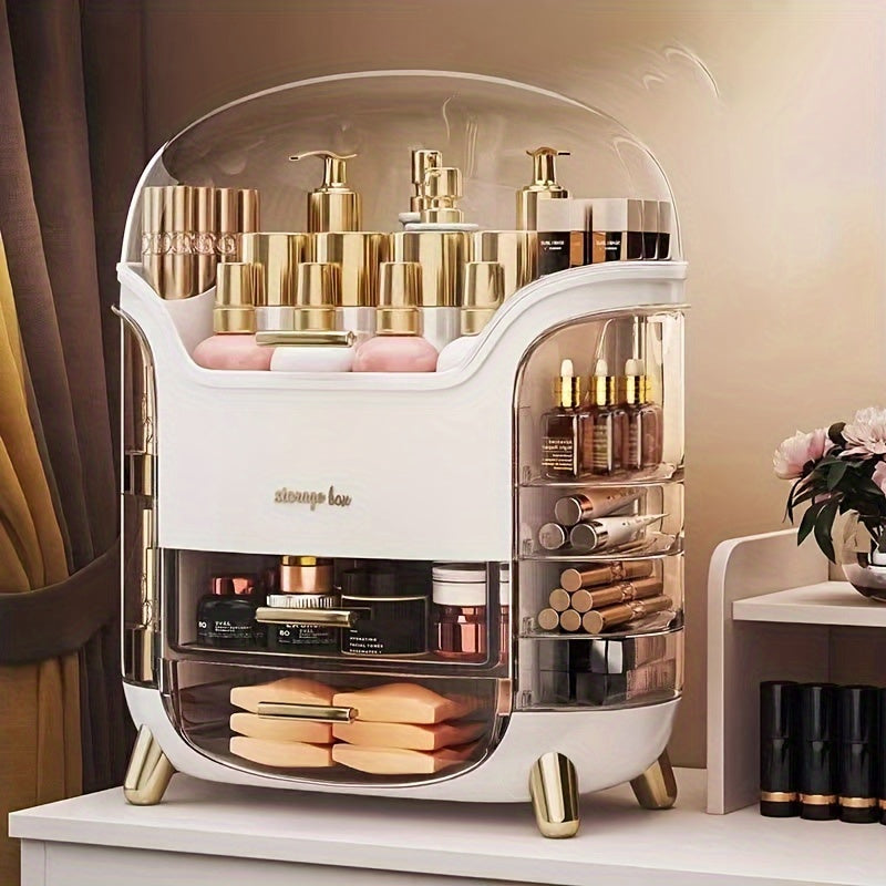 Acrylic Cosmetic Organizer, Multi-Functional Dust-Proof Skincare Jewelry Storage Box, Large Capacity Clear Makeup Display Case, Space-Saving Home Organizer for Bathroom, Office, and Dorm Essentials