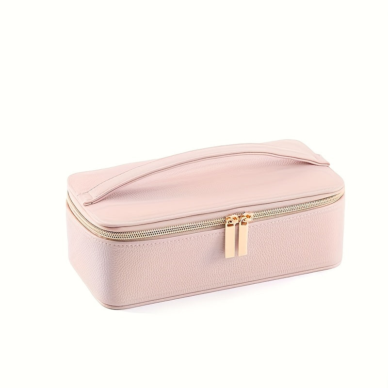 New Trendy Portable Jewelry Box Transparent Jewelry Organizer Large Faux Leather Jewelry Organizer Holiday Gift for Women, Home Dormitory Travel Use Simple Multifunctional Jewelry Box, Transparent Jewelry Bag Storage Bracelet, Earrings, Golden, Necklace,