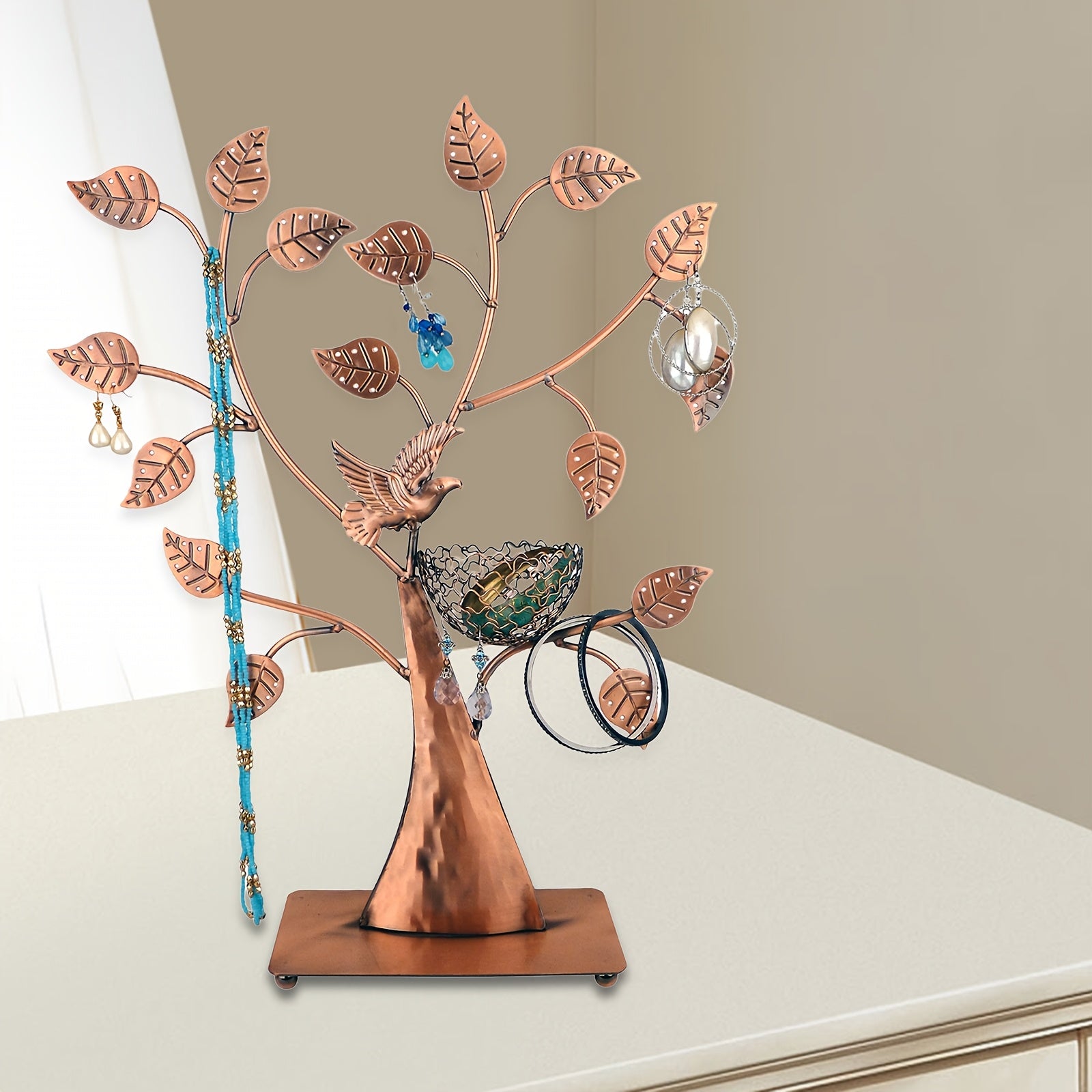 DIY Jewelry Tree Bird Nest Earrings Holder, Bracelets/Necklace Organizer Stand, Decorative Jewelry Display for Rings, Watches, and Accessories, Vintage Jewelry Stand, Elegant Jewelry Storage Solution, Bird Theme Jewelry Rack, Sturdy and Stable Jewelry