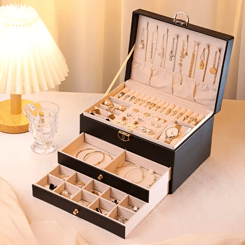 Luxury European Jewelry Box - Large Capacity Organizer with Soft Interior Lining, Elegant White Exterior - Wedding, Anniversary, Birthday Gift for Women - Jewelry Storage Case for Home or Travel - No Assembly Required, Sophisticated Design, Highquality