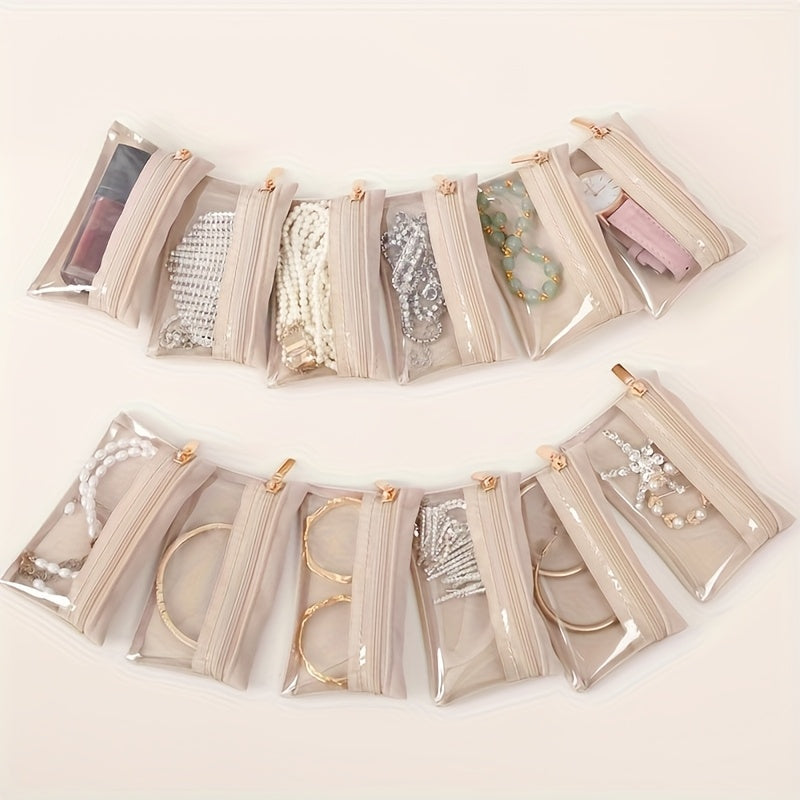 New Trendy Portable Jewelry Box Transparent Jewelry Organizer Large Faux Leather Jewelry Organizer Holiday Gift for Women, Home Dormitory Travel Use Simple Multifunctional Jewelry Box, Transparent Jewelry Bag Storage Bracelet, Earrings, Golden, Necklace,