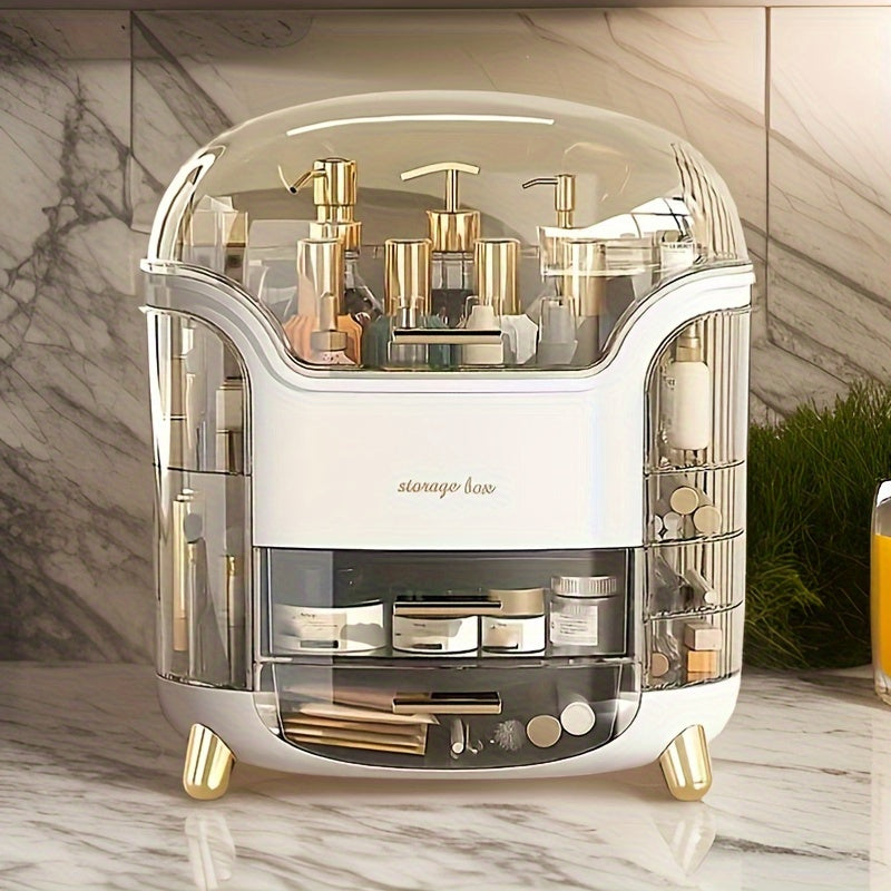 Acrylic Cosmetic Organizer, Multi-Functional Dust-Proof Skincare Jewelry Storage Box, Large Capacity Clear Makeup Display Case, Space-Saving Home Organizer for Bathroom, Office, and Dorm Essentials