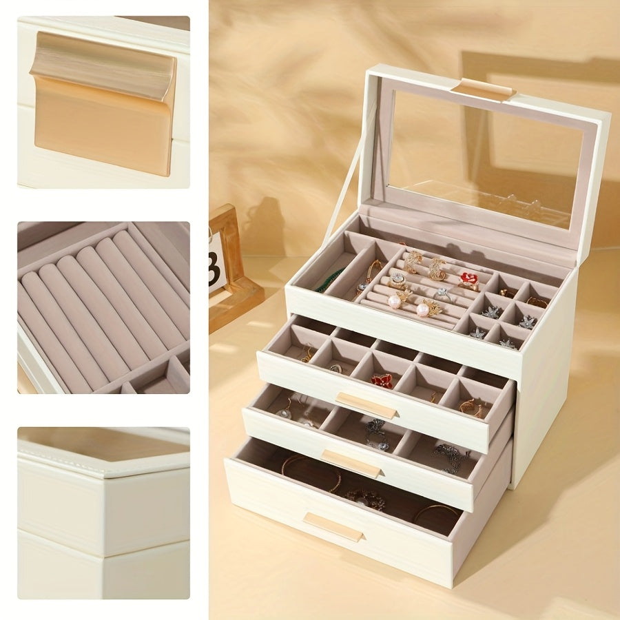 New White 7-Layer/4-Layer Jewelry Box - Essential Gift for Mother's Day, Valentine's Day, Wife's Birthday & Christmas: Desktop Jewelry Organizer, Jewelry Boxes