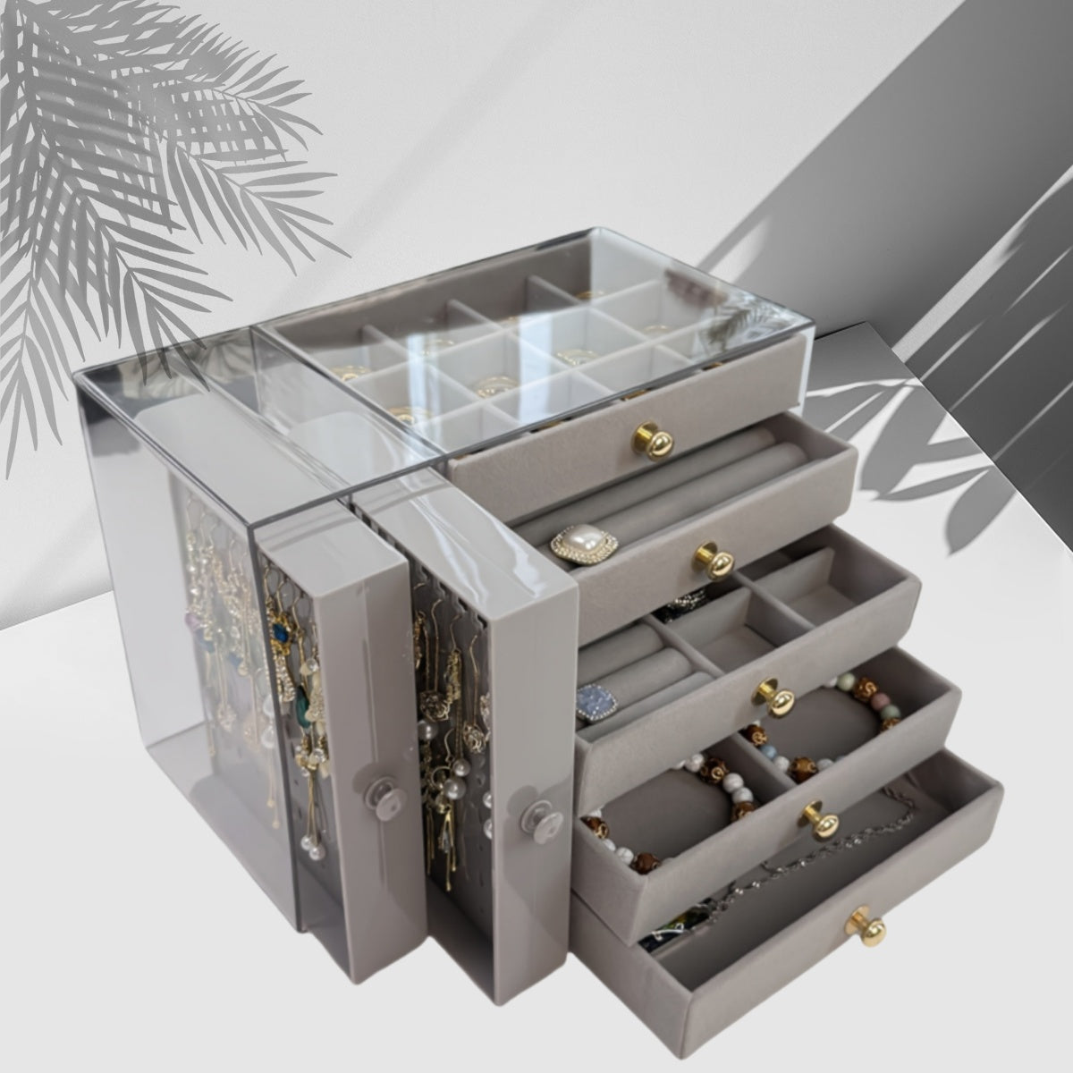 7-Compartment Jewelry Organizer Box - Multi-Layer Plastic Storage with Secure Buckle Closure, Elegant Octagonal Design for Bracelets, Necklaces, Rings & Earrings - Christmas Gift for Women &, Jewelry Gift Box, Jewelry Chests