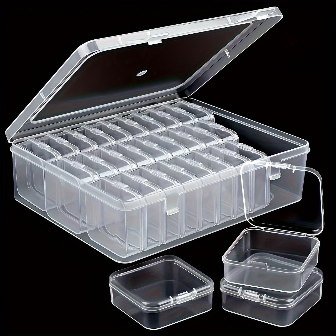 31pcs Classic Style Clear Plastic Storage Boxes with Removable Trays, Durable Tabletop Organizer for Beads, Jewelry, Crafts, Multipurpose Snap Closure Containers, with Ideal Home Organization Gift, Jewelry Boxes, Jewelry Boxes