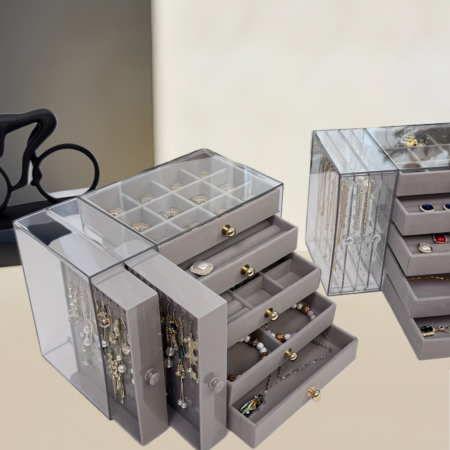 7-Compartment Jewelry Organizer Box - Multi-Layer Plastic Storage with Secure Buckle Closure, Elegant Octagonal Design for Bracelets, Necklaces, Rings & Earrings - Christmas Gift for Women &, Jewelry Gift Box, Jewelry Chests