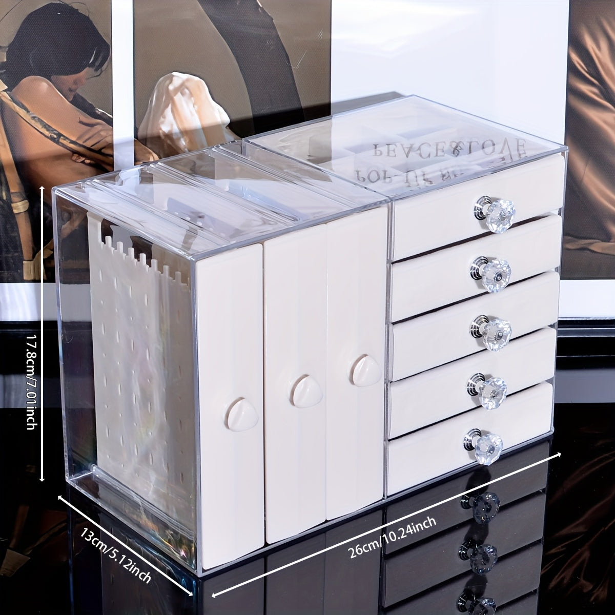 1pc Elegant 8-Tier Transparent Jewelry Organizer Box with Fabric Drawers – Large Capacity, Stackable Design for Bracelets, Watches, Rings, Earrings, Necklaces – Versatile Desktop Storage Solution, Jewelry Box, Jewelry Boxe, Jewelry Boxes