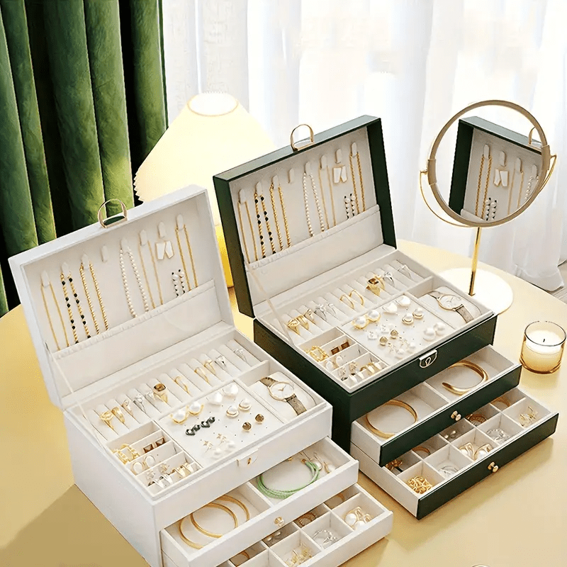 Luxury European Jewelry Box - Large Capacity Organizer with Soft Interior Lining, Elegant White Exterior - Wedding, Anniversary, Birthday Gift for Women - Jewelry Storage Case for Home or Travel - No Assembly Required, Sophisticated Design, Highquality