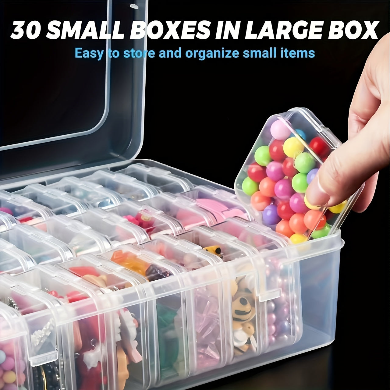 31pcs Classic Style Clear Plastic Storage Boxes with Removable Trays, Durable Tabletop Organizer for Beads, Jewelry, Crafts, Multipurpose Snap Closure Containers, with Ideal Home Organization Gift, Jewelry Boxes, Jewelry Boxes