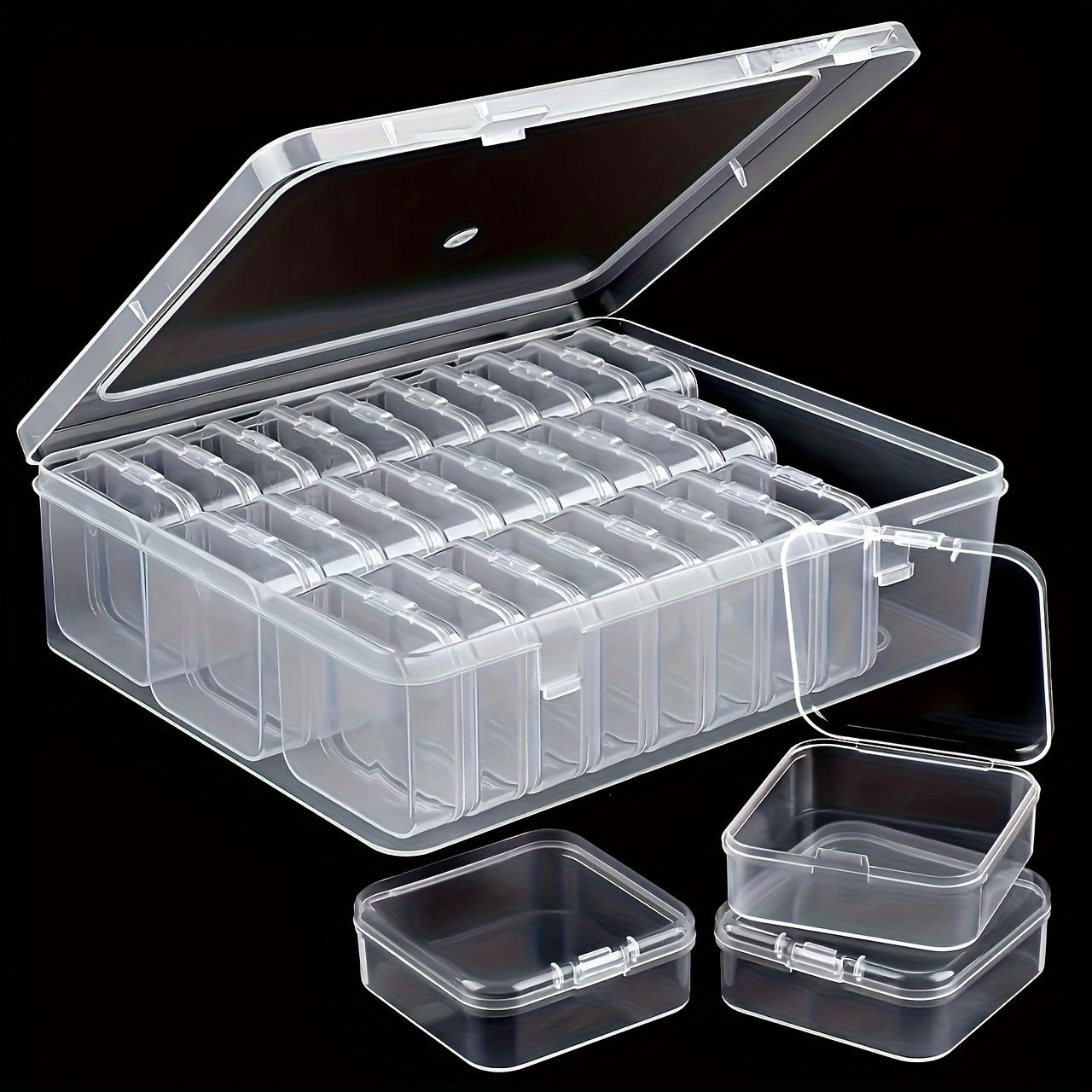 31pcs Classic Style Clear Plastic Storage Boxes with Removable Trays, Durable Tabletop Organizer for Beads, Jewelry, Crafts, Multipurpose Snap Closure Containers, with Ideal Home Organization Gift, Jewelry Boxes, Jewelry Boxes