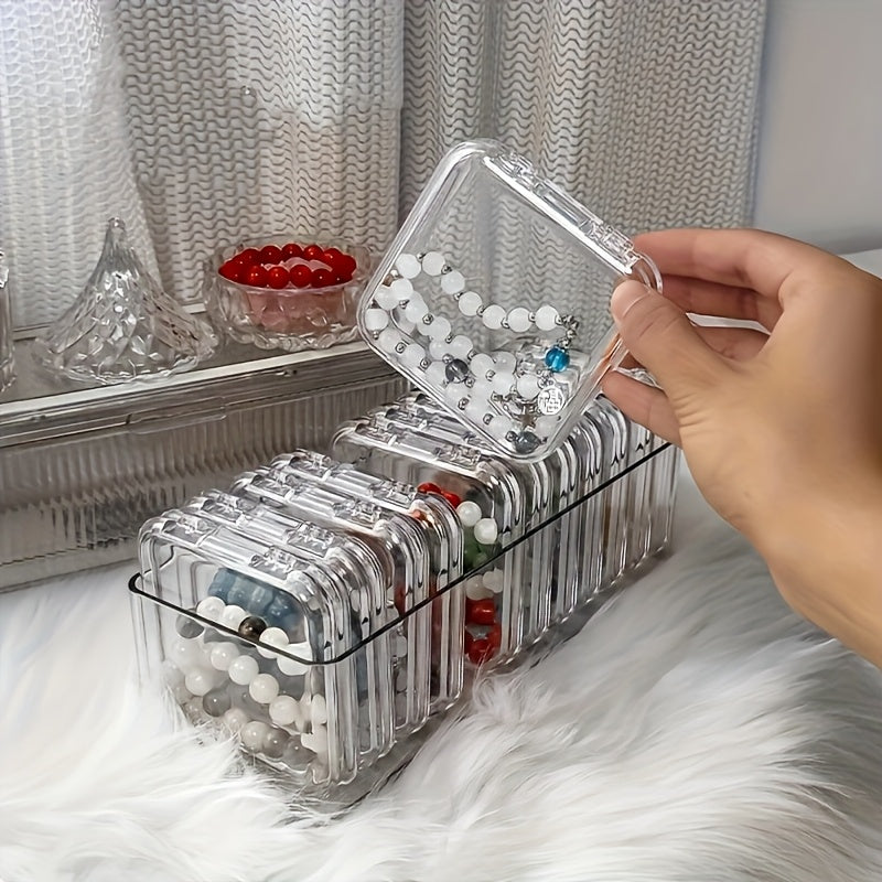 [14pcs Jewelry Storage Box] 14pcs Elegant Transparent Plastic Jewelry Storage Box Set | Perfect for Bracelets, Necklaces, Earrings, and Rings – Ideal for Vanity Organization, a Great Gift Idea, Jewelry Organizers