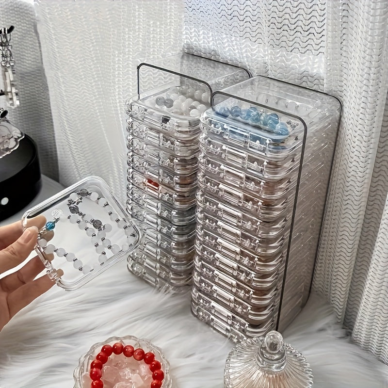 [14pcs Jewelry Storage Box] 14pcs Elegant Transparent Plastic Jewelry Storage Box Set | Perfect for Bracelets, Necklaces, Earrings, and Rings – Ideal for Vanity Organization, a Great Gift Idea, Jewelry Organizers