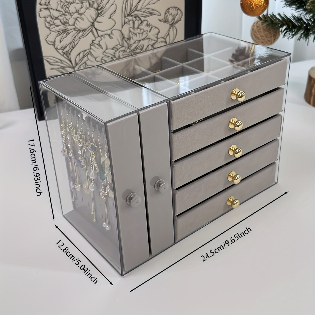 7-Compartment Jewelry Organizer Box - Multi-Layer Plastic Storage with Secure Buckle Closure, Elegant Octagonal Design for Bracelets, Necklaces, Rings & Earrings - Christmas Gift for Women &, Jewelry Gift Box, Jewelry Chests