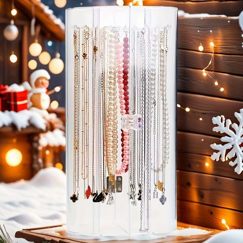 [Transparent Jewelry Rack] 1pc Transparent Jewelry Display Rack | Various Earrings Necklace Bracelet Desktop Storage Box, Dustproof, Large Capacity, Perfect Design for Accessories Storage, Best Gift for Valentine's Day, Christmas, Father's Day