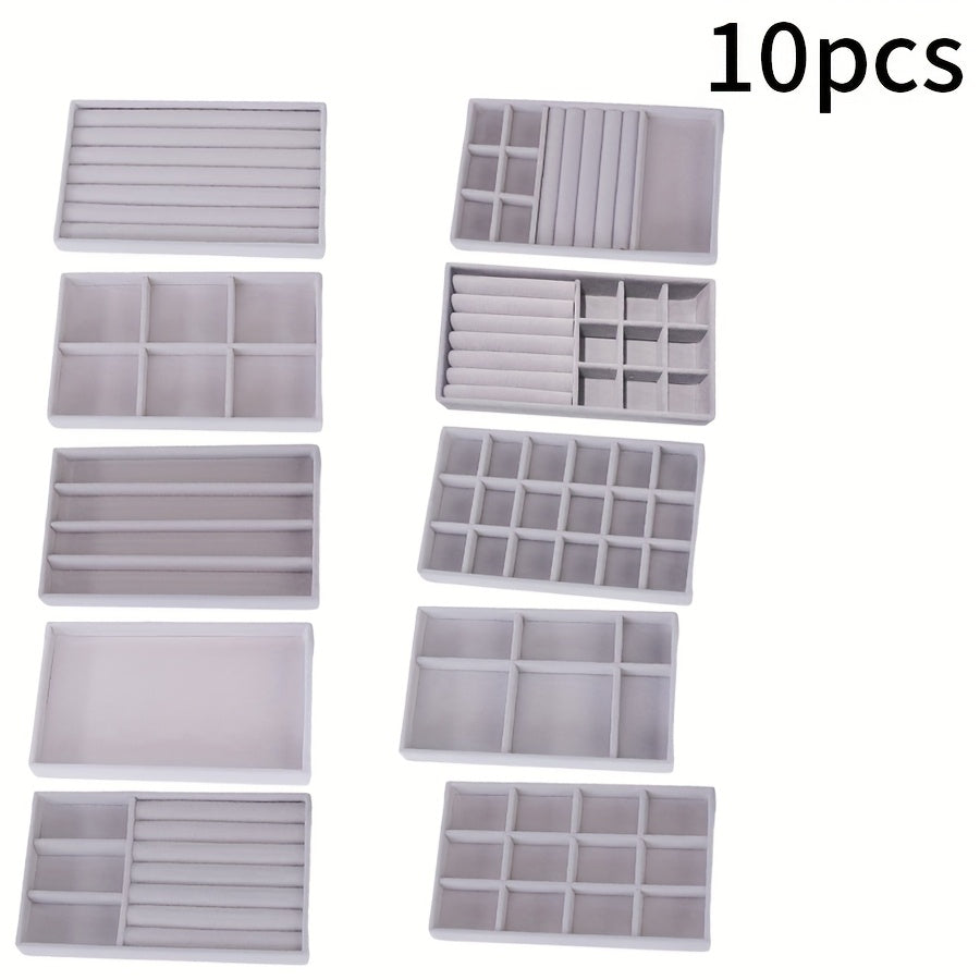 [Stackable Drawer] Velvet Jewelry Storage Sets | 1 set of 10 | Velvet | Stackable | Jewelry Storage, Jewelry Making, Jewelry Display, Packaging Supplies | For Women