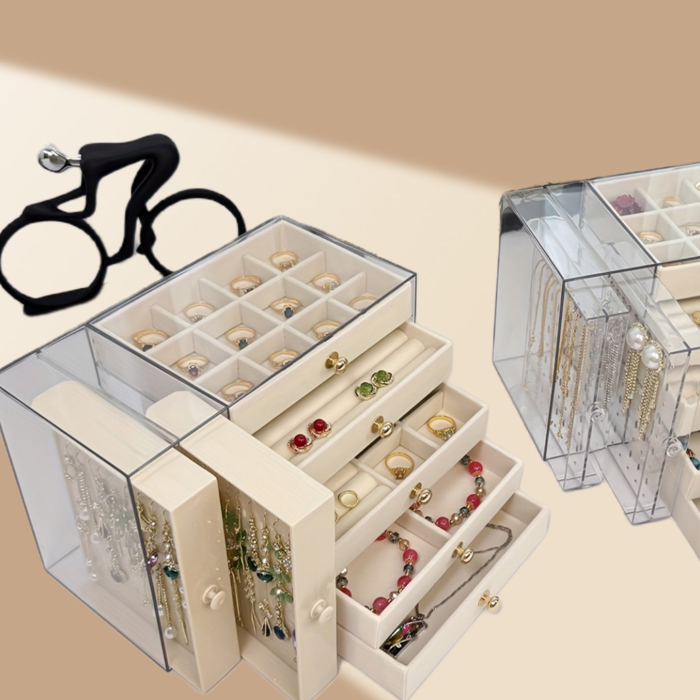 7-Compartment Jewelry Organizer Box - Multi-Layer Plastic Storage with Secure Buckle Closure, Elegant Octagonal Design for Bracelets, Necklaces, Rings & Earrings - Christmas Gift for Women &, Jewelry Gift Box, Jewelry Chests