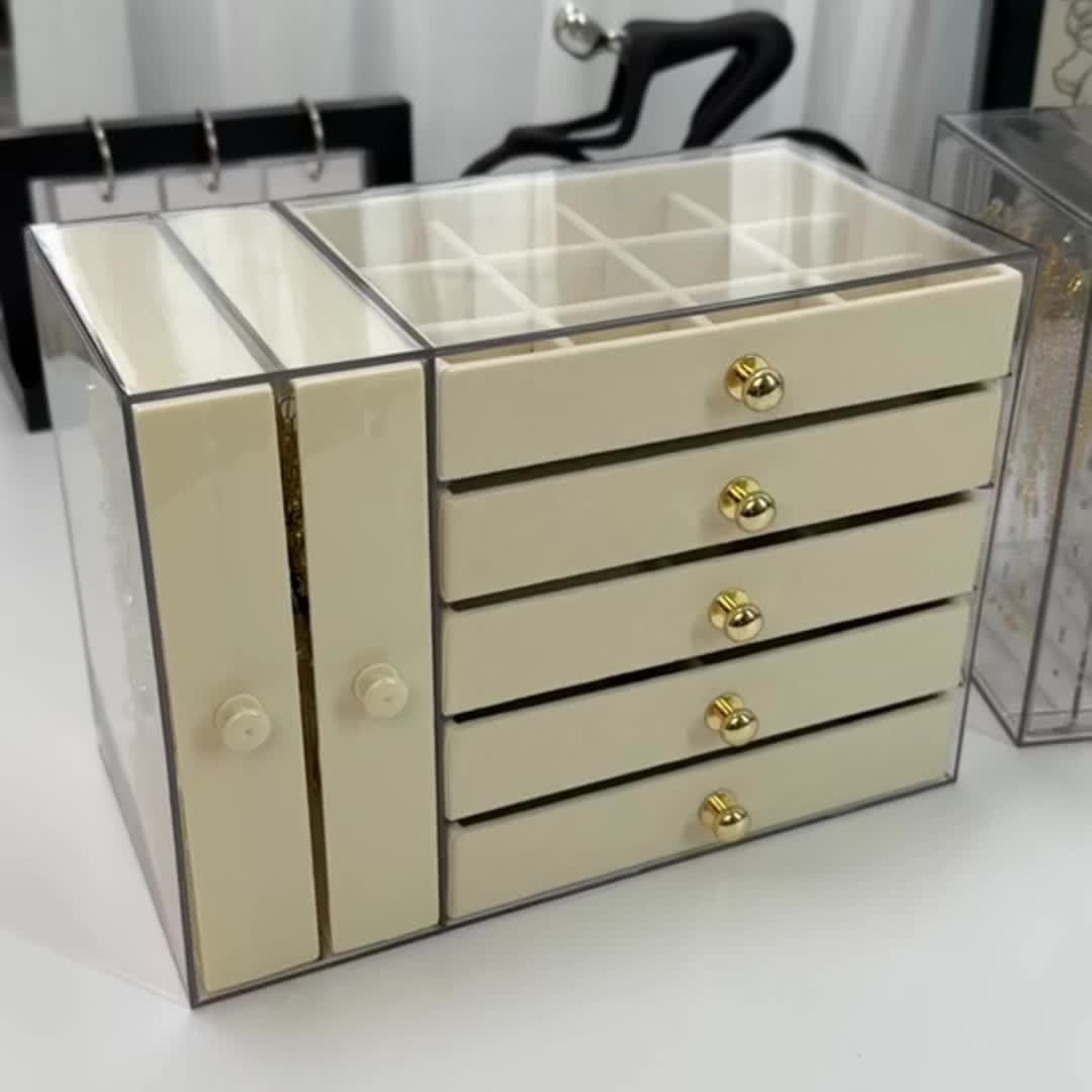7-Compartment Jewelry Organizer Box - Multi-Layer Plastic Storage with Secure Buckle Closure, Elegant Octagonal Design for Bracelets, Necklaces, Rings & Earrings - Christmas Gift for Women &, Jewelry Gift Box, Jewelry Chests