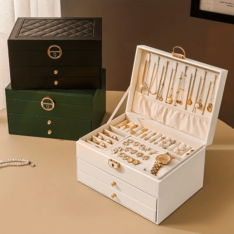 Luxury European Jewelry Box - Large Capacity Organizer with Soft Interior Lining, Elegant White Exterior - Wedding, Anniversary, Birthday Gift for Women - Jewelry Storage Case for Home or Travel - No Assembly Required, Sophisticated Design, Highquality