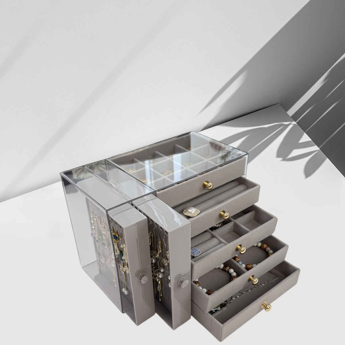 7-Compartment Jewelry Organizer Box - Multi-Layer Plastic Storage with Secure Buckle Closure, Elegant Octagonal Design for Bracelets, Necklaces, Rings & Earrings - Christmas Gift for Women &, Jewelry Gift Box, Jewelry Chests